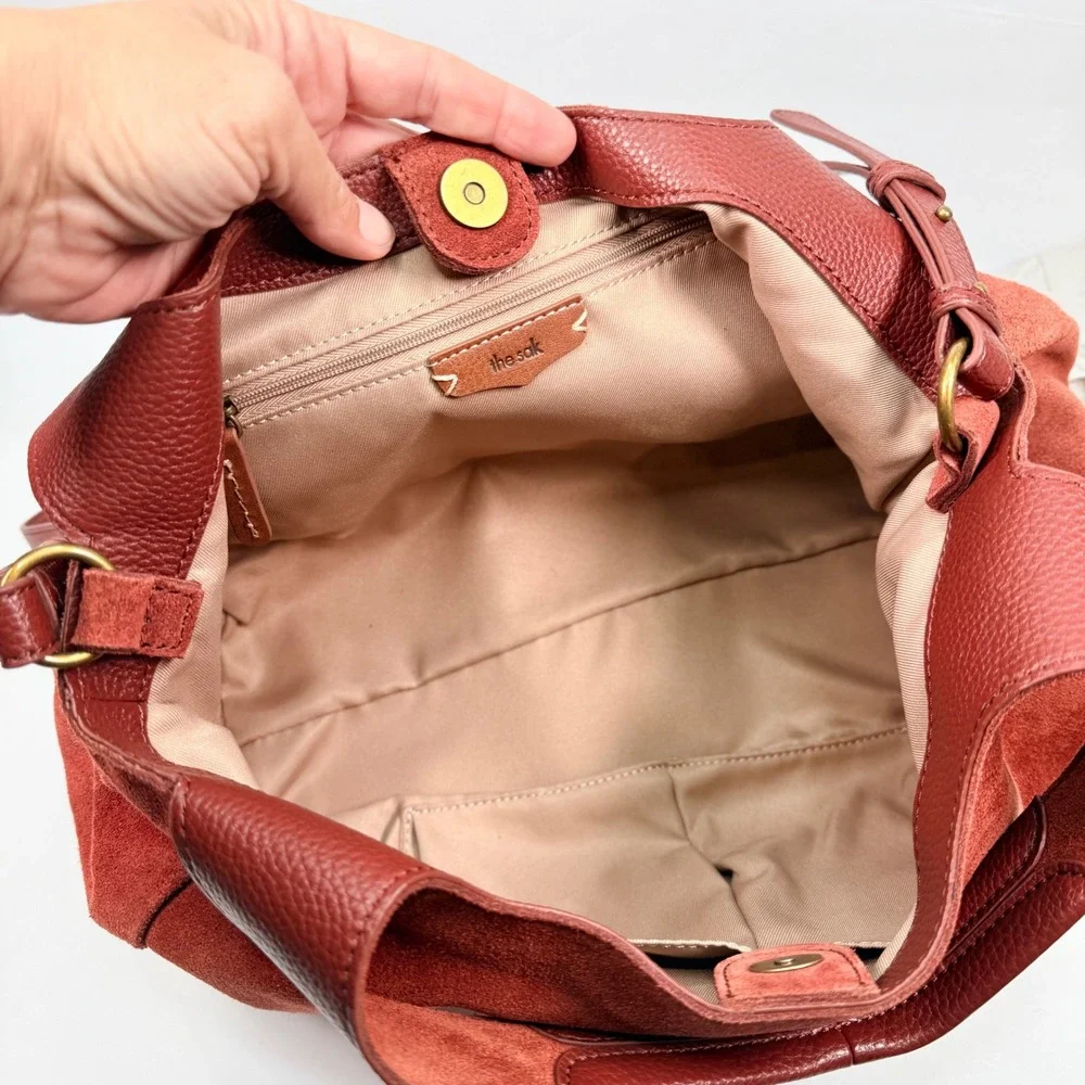 NEW The Sak Women Rylan Hobo Slouch Boho Bag Suede Leather Cinnamon Sustainable